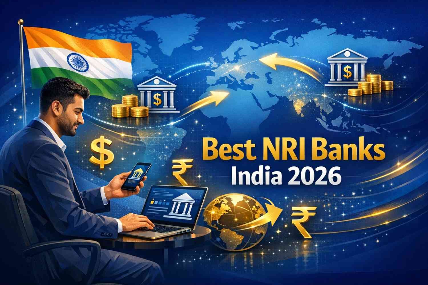 best banks in India for NRI accounts global banking illustration NRI financial management