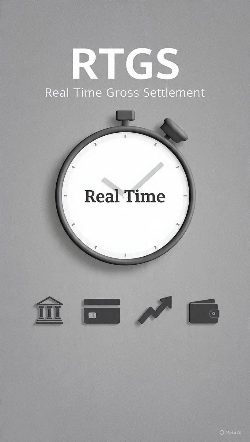 "RTGS Real Time Gross Settlement process and benefits illustration