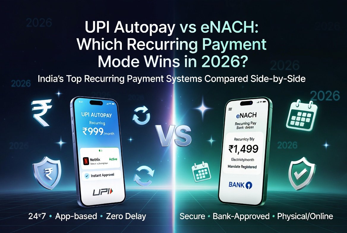 UPI Autopay vs eNACH comparison for recurring payments in India 2026