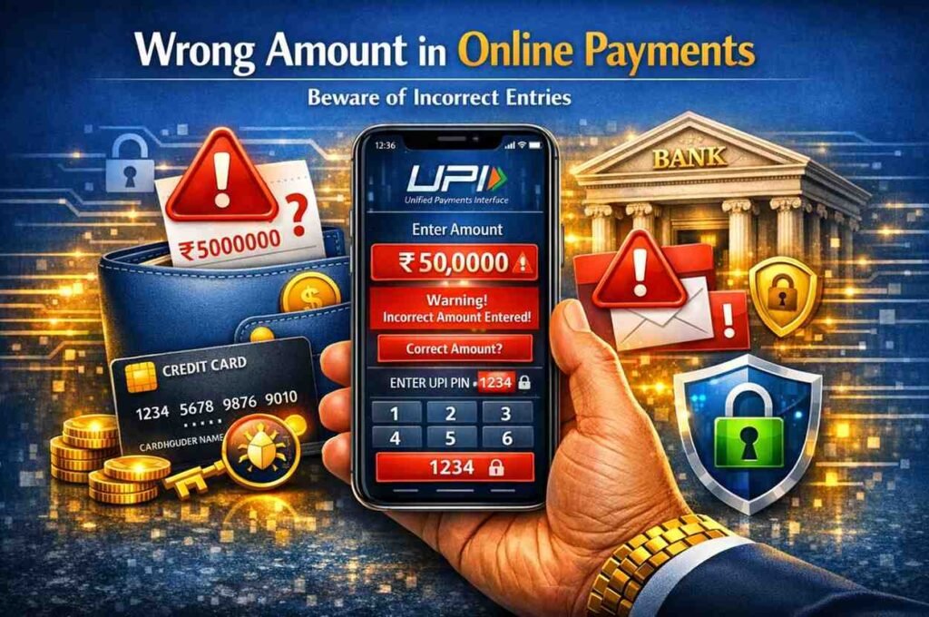 Wrong amount entry in UPI payment – digital transaction error warning