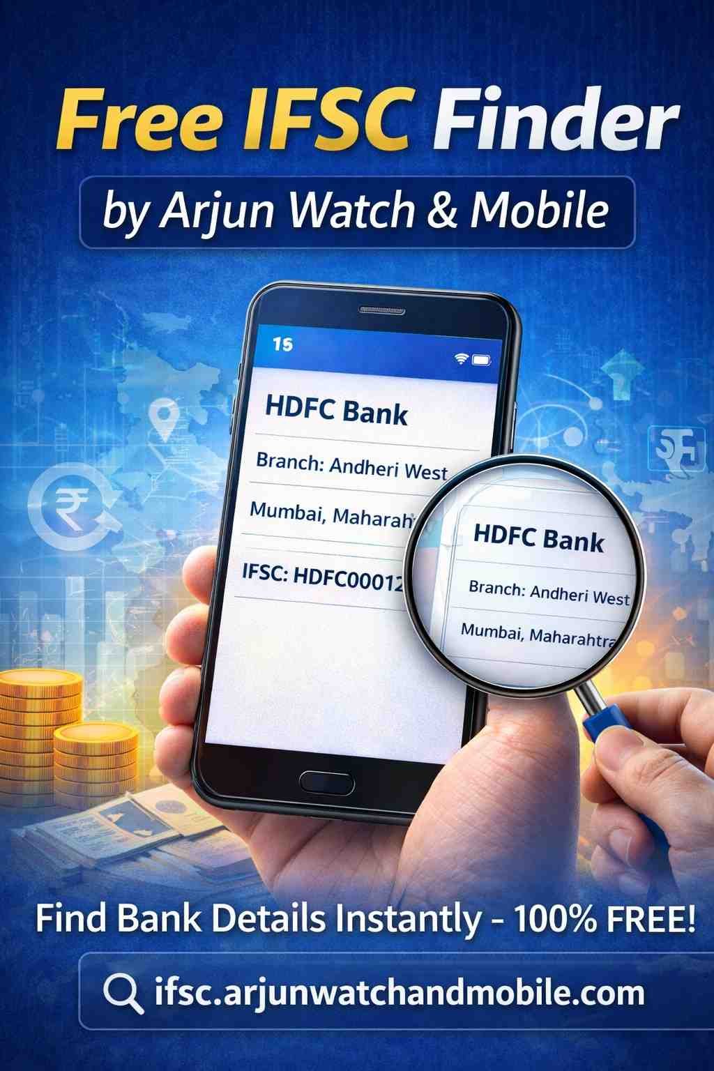 Free IFSC Code Finder by Arjun Watch & Mobile