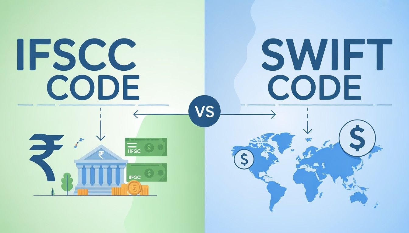 "IFSC code vs SWIFT code comparison for banking transfers in India and abroad